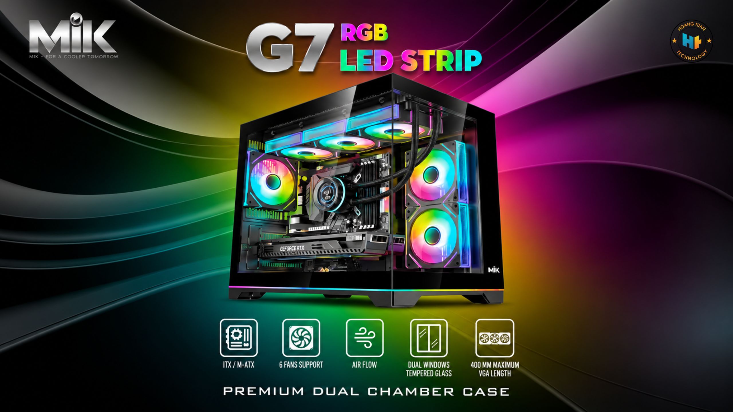 MIK G7 LED Strip Black – Case gaming với điểm nhấn LED