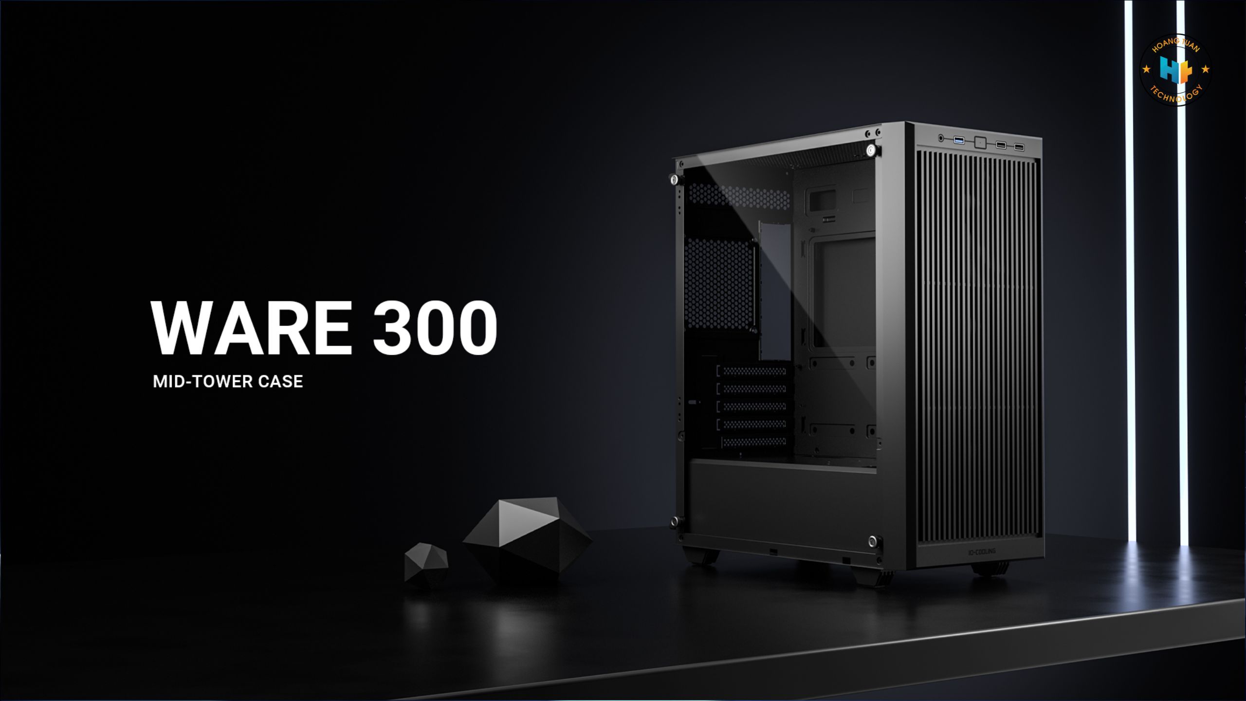 ID-COOLING WARE 300 ARGB Black 4FA – Case gaming trang bị 4 quạt ARGB