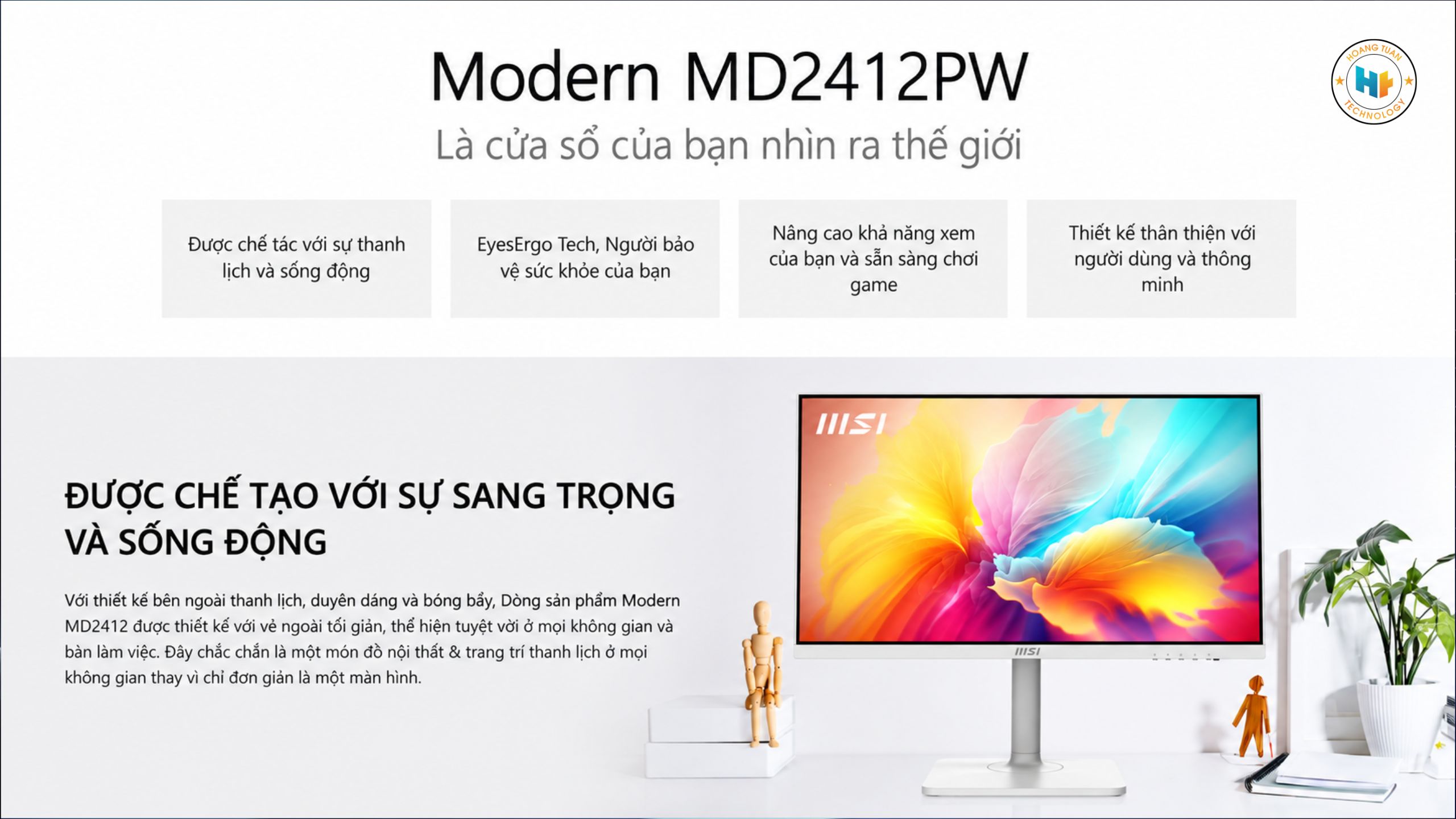 MSI Modern MD2412PW – Màn hình hiện đại cho công việc và sáng tạo
