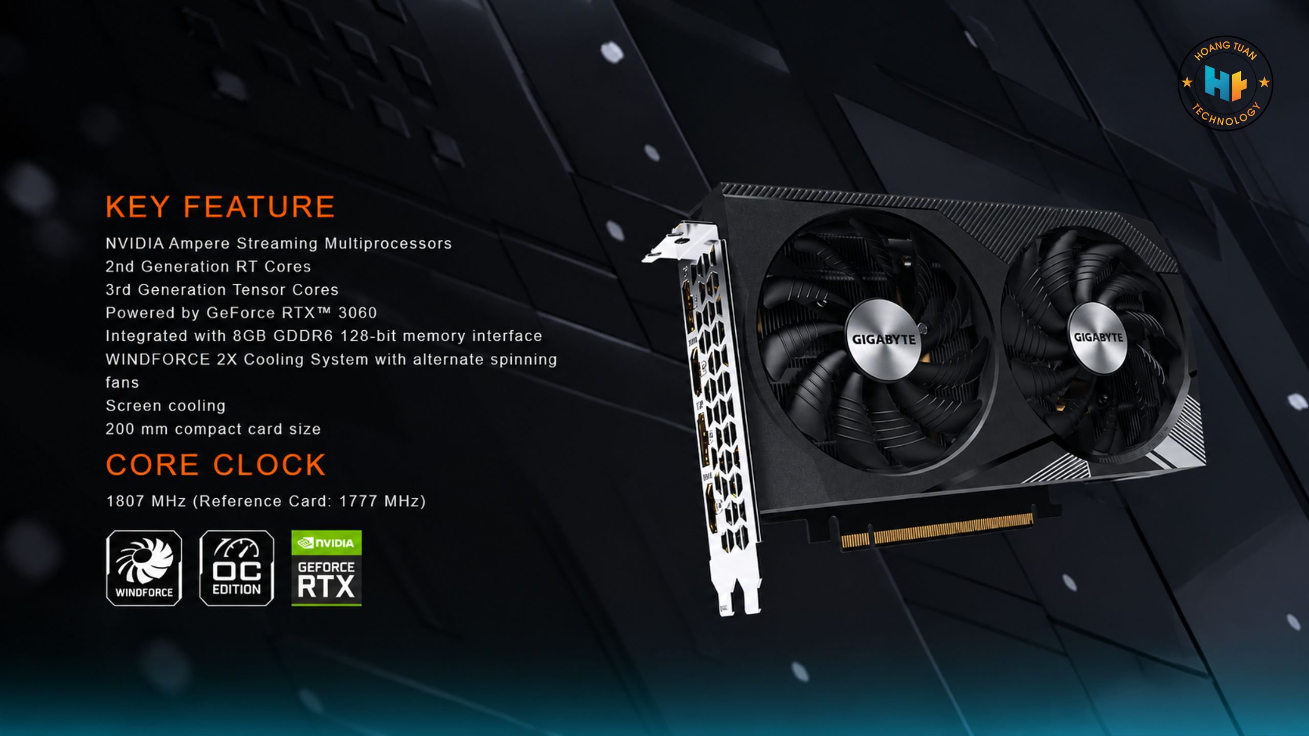GIGABYTE RTX 3060 8GB – Thiết kế 2 fan gọn gàng cho gaming Full HD