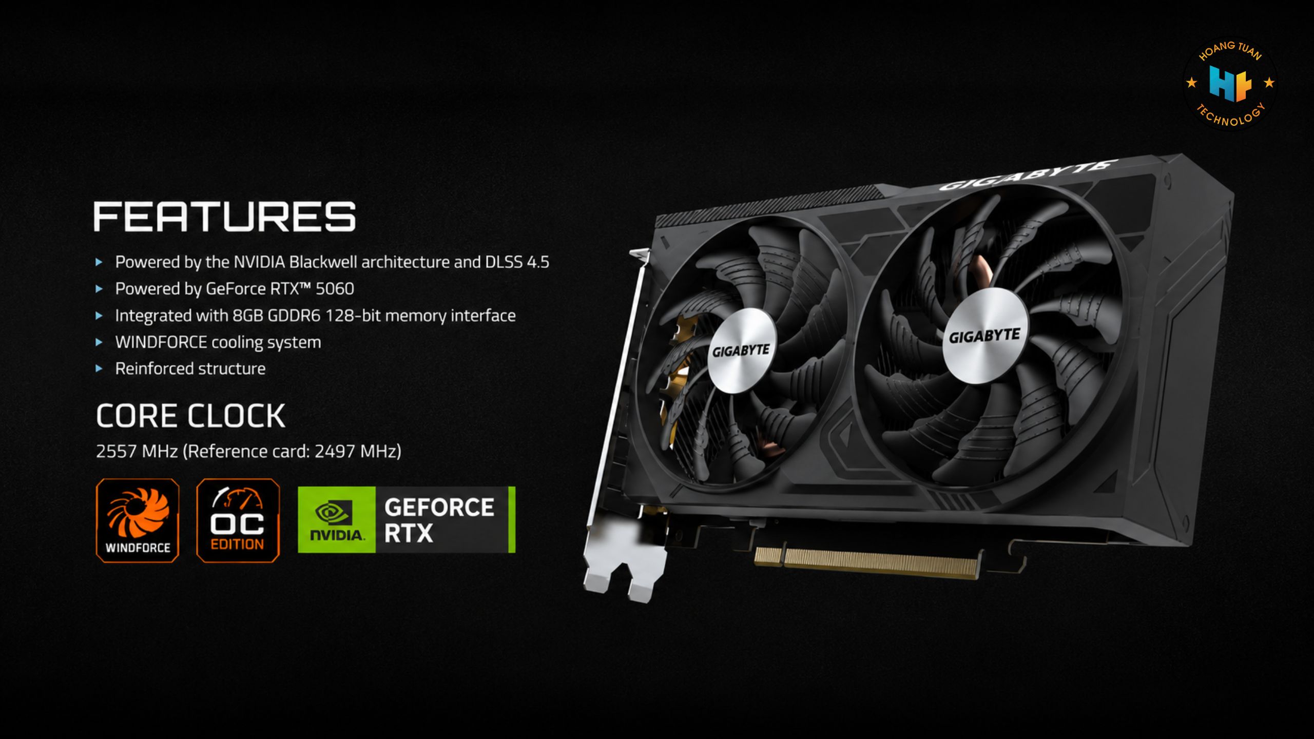 GIGABYTE RTX 5050 WINDFORCE OC 8G V2 – GPU Blackwell cho gaming Full HD