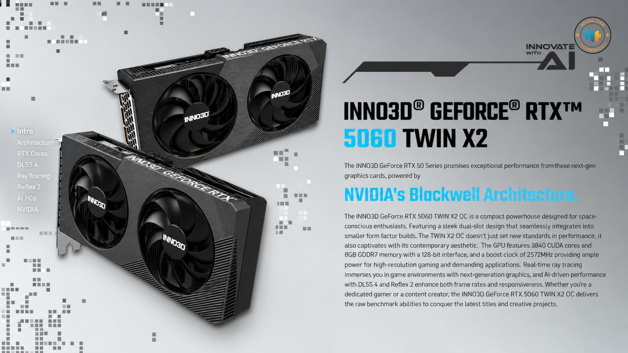 INNO3D RTX 5060 TWIN X2 8GB – GPU Blackwell với bộ nhớ GDDR7