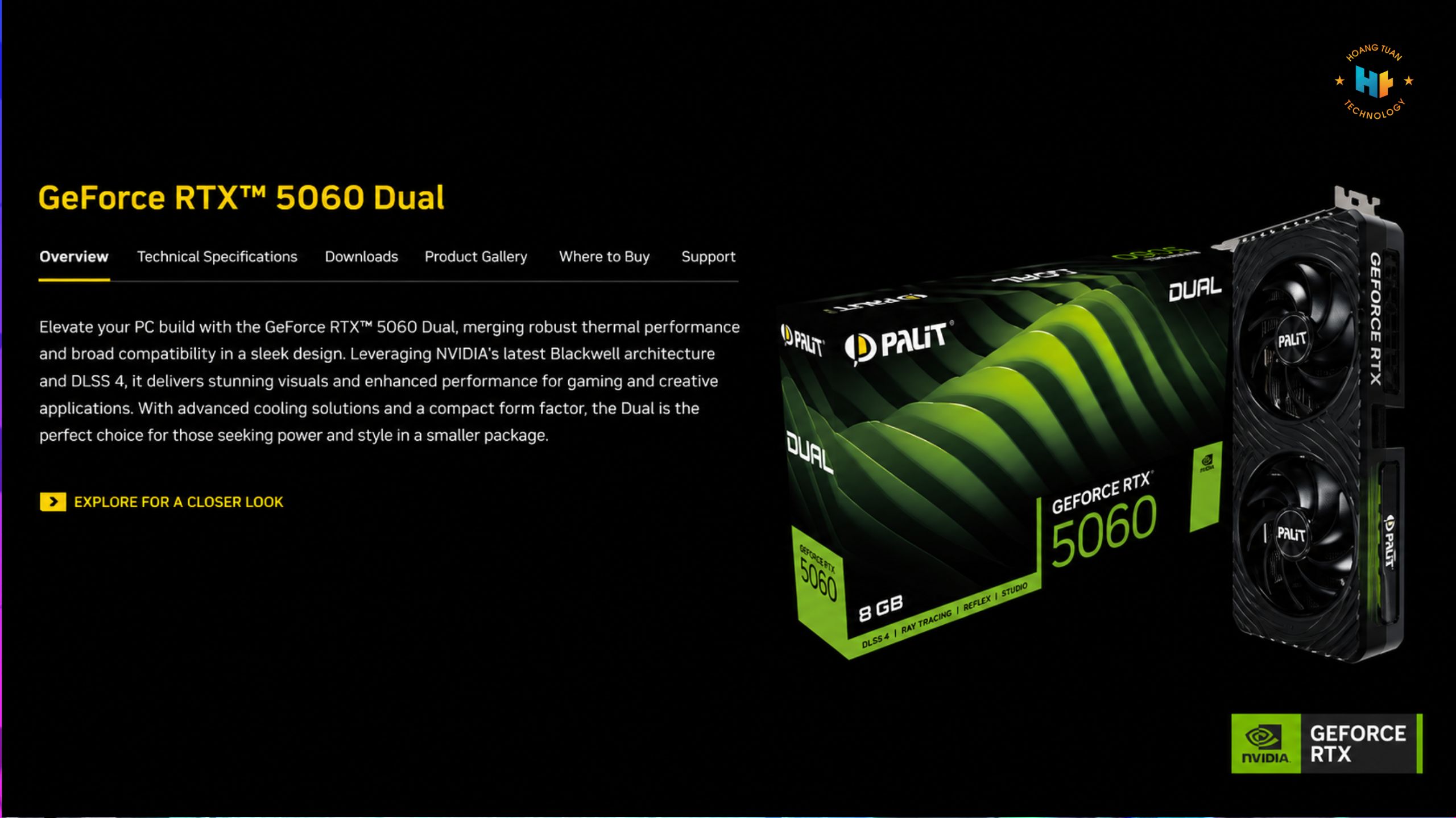 Palit RTX 5060 Dual 8GB – GPU Blackwell với bộ nhớ GDDR7