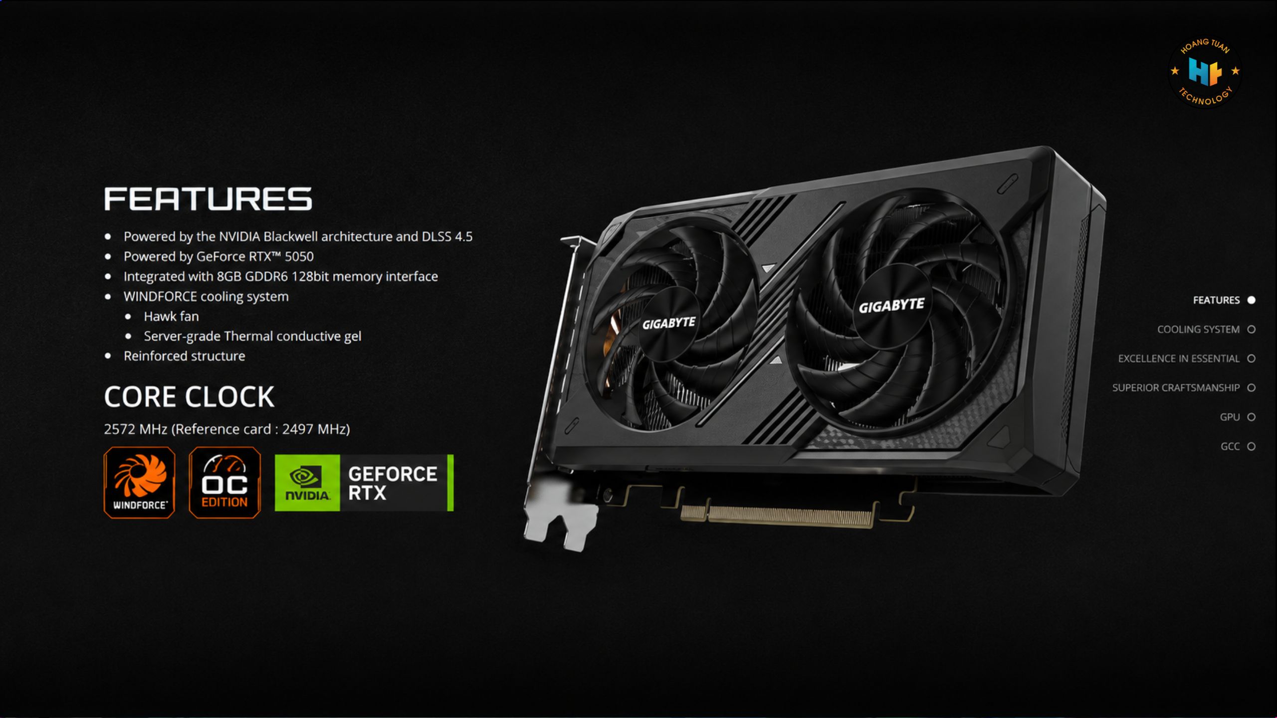 GIGABYTE RTX 5060 WINDFORCE MAX OC 8G – GPU Blackwell với GDDR7