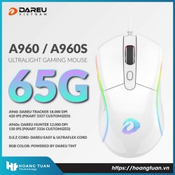 Chuột DareU A960S White Artic RGB Ultra LightWeight