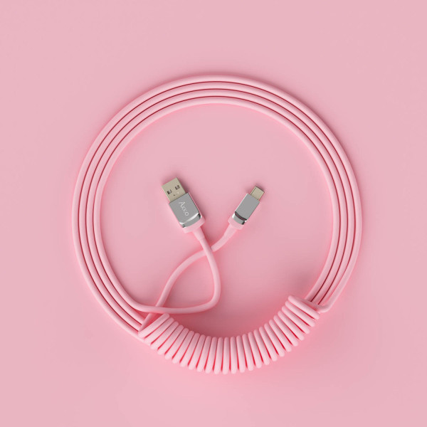 AKKO Coiled Cable Pink - Dây cáp bàn phím AKKO