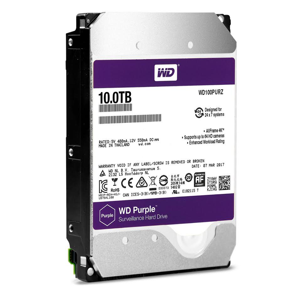 Ổ Cứng Western Digital Purple 10TB 256MB Cache WD100PURZ