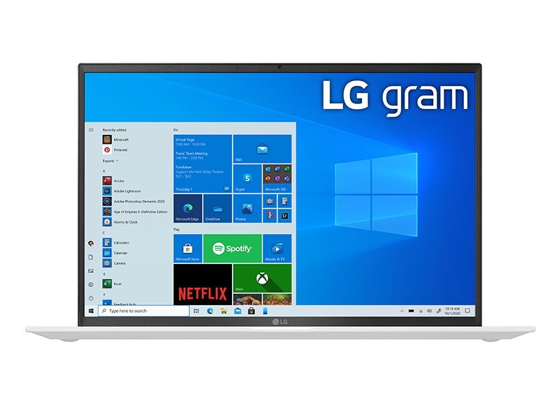 Laptop LG Gram 2021 17ZD90P-G.AX71A5/ Snow White/ Intel Core i7-1165G7 (2.80 GHz, 12MB)/ RAM 16GB DDR4/ 256GB SSD/ Intel Iris Xe Graphics/ 17 inch WQXGA/ FP/ 2 Cell 80 Whr/ Win 10/ 1 Yr