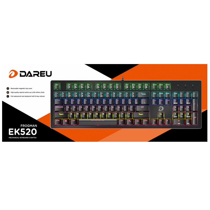 Bàn phím quang cơ Gaming DAREU EK520 (WATERPROOF, Optical switch, MULTI LED)